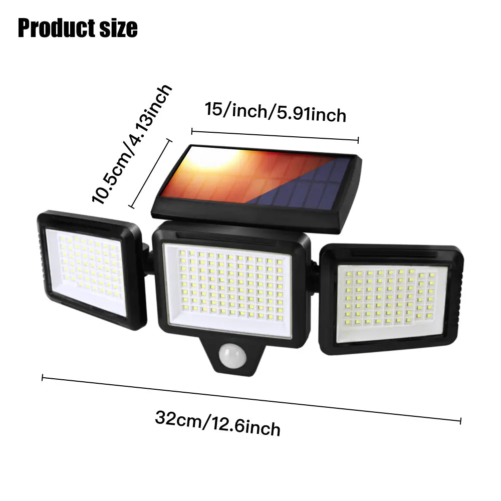 Solar Motion Sensor Light — 270° Wide Angle, 3 Modes, Remote Control