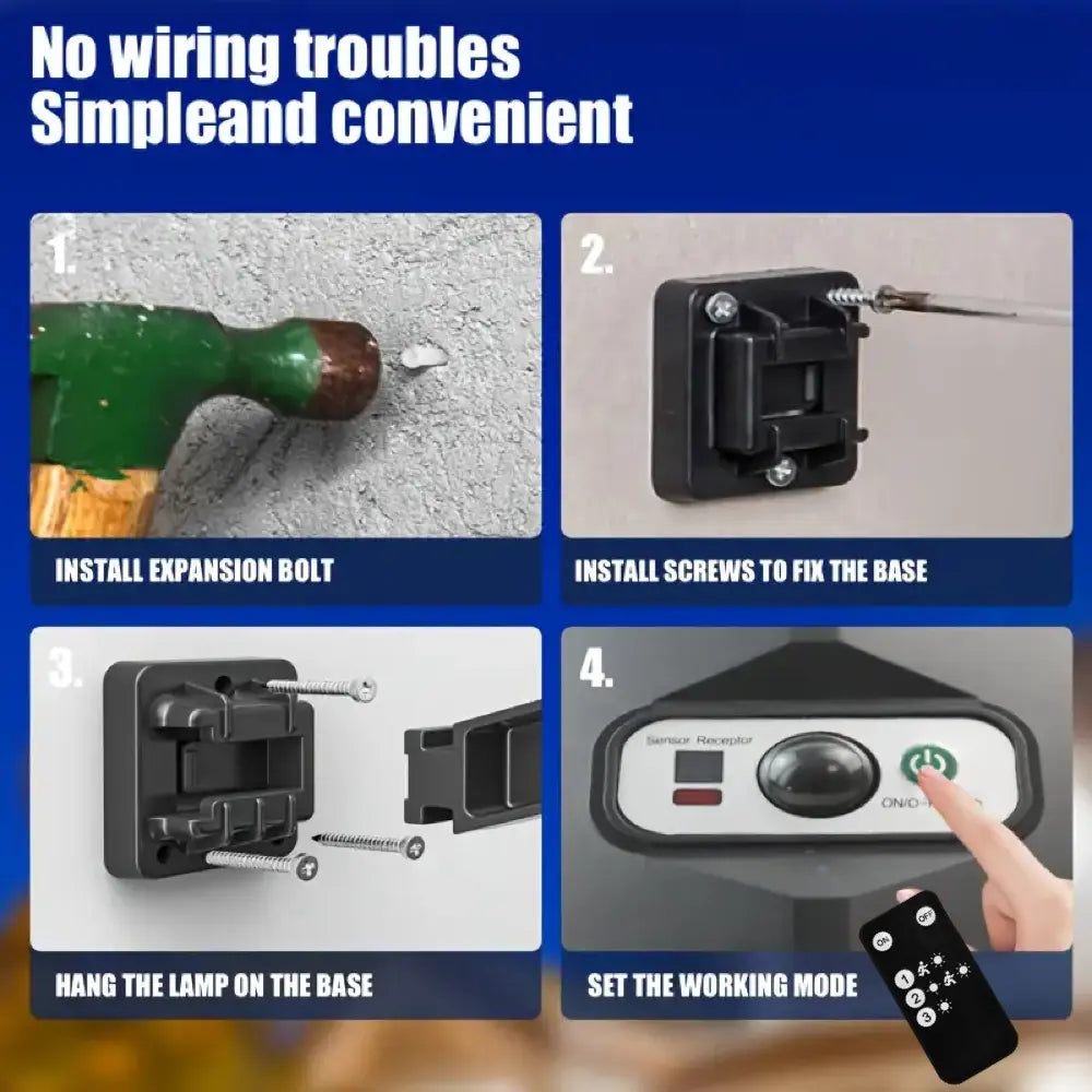 Solar Street Light 504LED Outdoor IP65 Solar Powered with Motion Sensor, Dusk to Dawn Auto Sensor, Dry Battery Remote Control (Battery Not Included), Adjustable Security Light for Yard, Patio, Garden