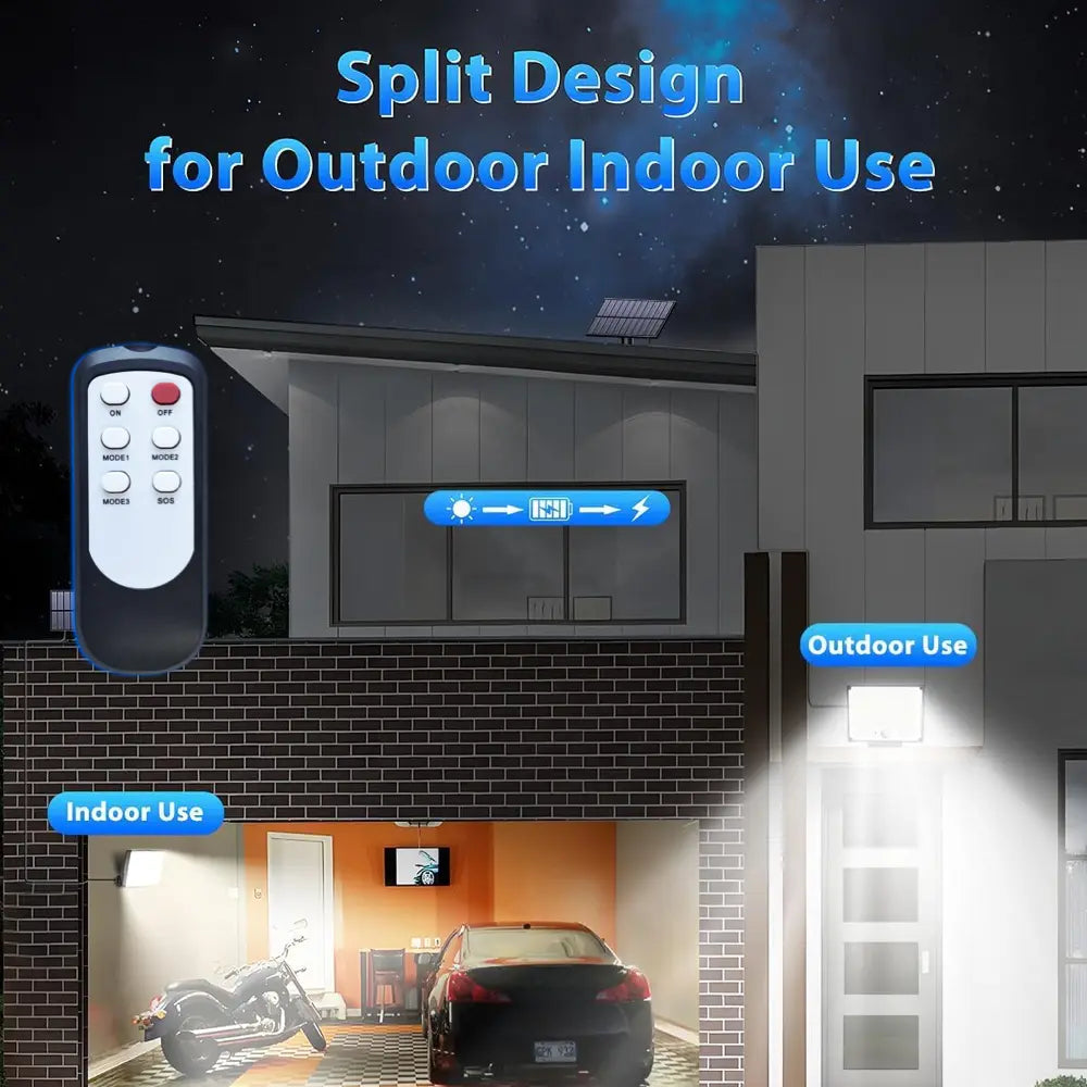 1pc-172LED Solar Wall Light with 5m Cable, Motion Sensor, 3 Modes, IP65 Waterproof Outdoor Light
