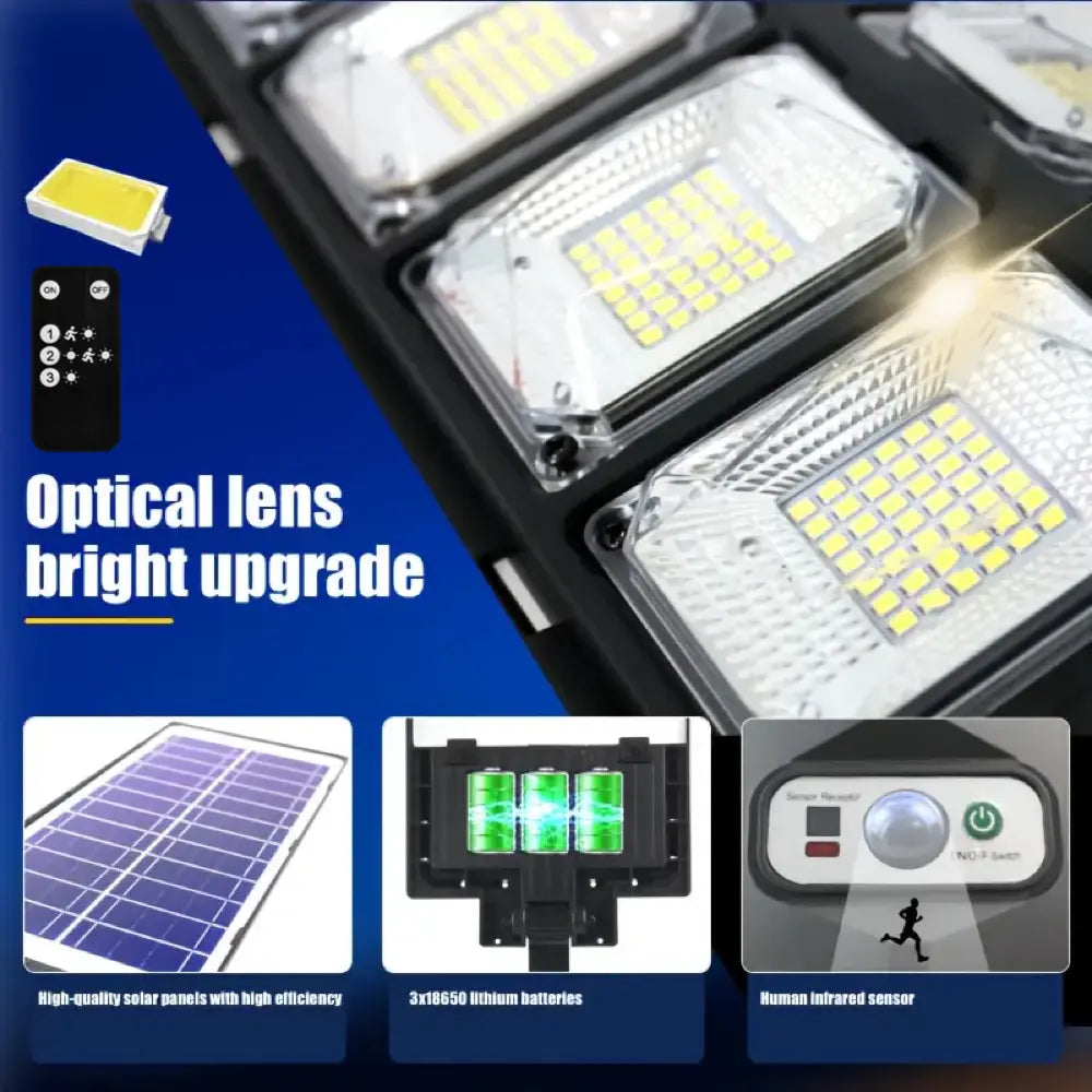 Solar Street Light 504LED Outdoor IP65 Solar Powered with Motion Sensor, Dusk to Dawn Auto Sensor, Dry Battery Remote Control (Battery Not Included), Adjustable Security Light for Yard, Patio, Garden