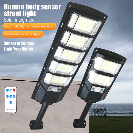 2 Pack 240/96LED Ultra Bright Solar Street Light, IP65 Waterproof, Motion Sensor (8m Range), 3 Modes, 280° Wide Angle, with Remote Control (Battery Not Included), Dusk to Dawn Outdoor Light for Street, Parking Lot, Warehouse（副本）