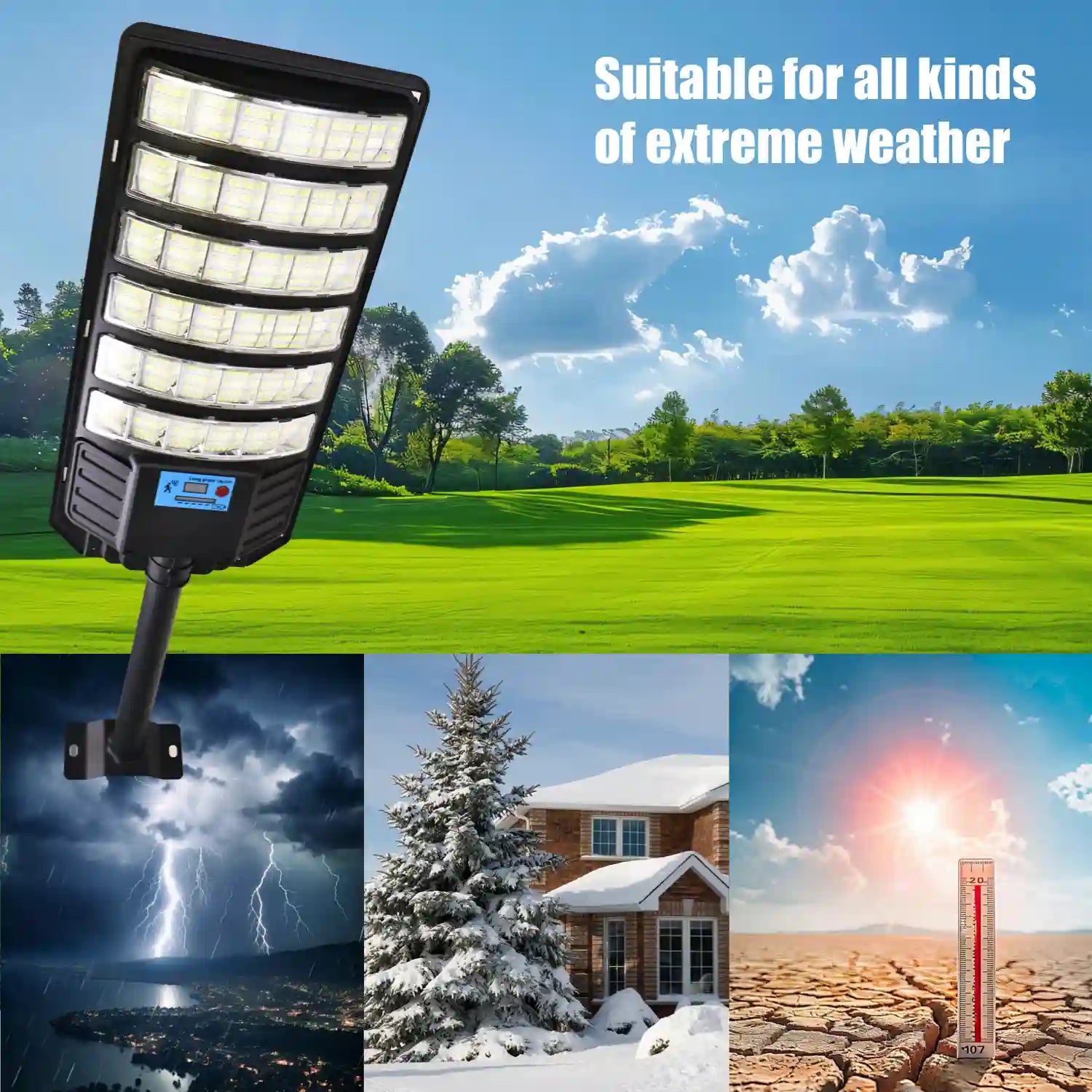 1 Pack 288 LED Solar Street Light, IP65 Waterproof, Motion Sensor, Dusk to Dawn, High Brightness Commercial & Yard Security Light for Outdoor Garden, Patio, Pathway