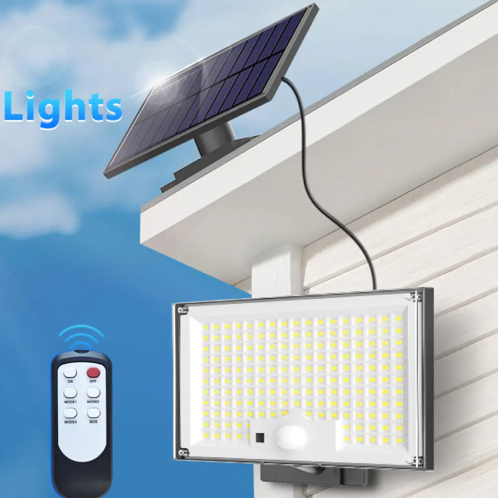 1pc-172LED Solar Wall Light with 5m Cable, Motion Sensor, 3 Modes, IP65 Waterproof Outdoor Light