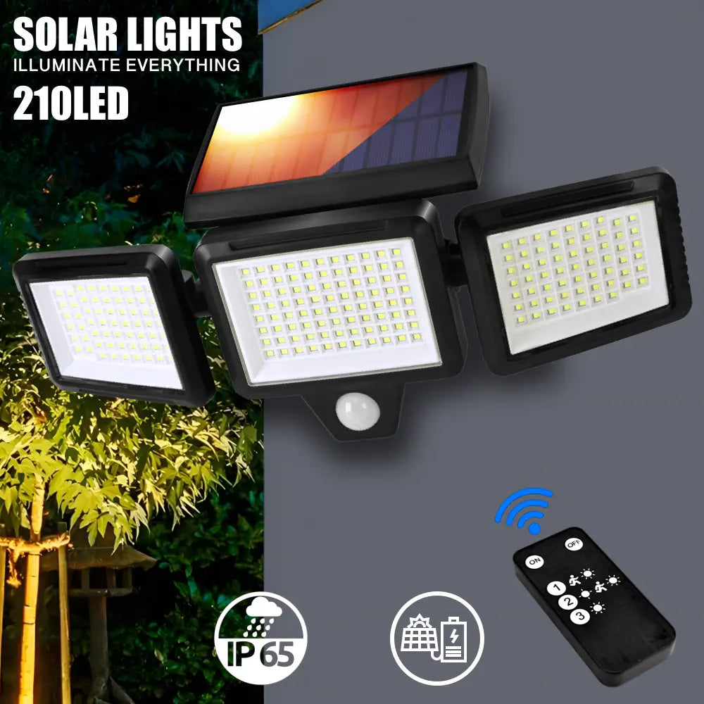 2 Pack Solar Motion Sensor Light — 270° Wide Angle, 3 Modes, Remote Control