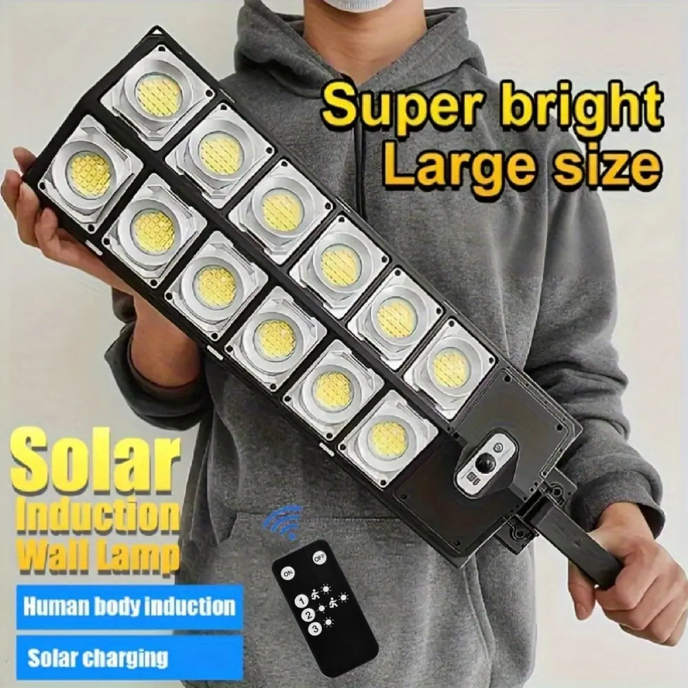 1 Pack 1024LED Ultra Bright Solar Street Light | 3 Modes, Remote Control (Battery Not Included), Motion & Light Sensor, IP65 Waterproof, Long Standby Outdoor Security Light for Yard, Garage, Holiday Decoration