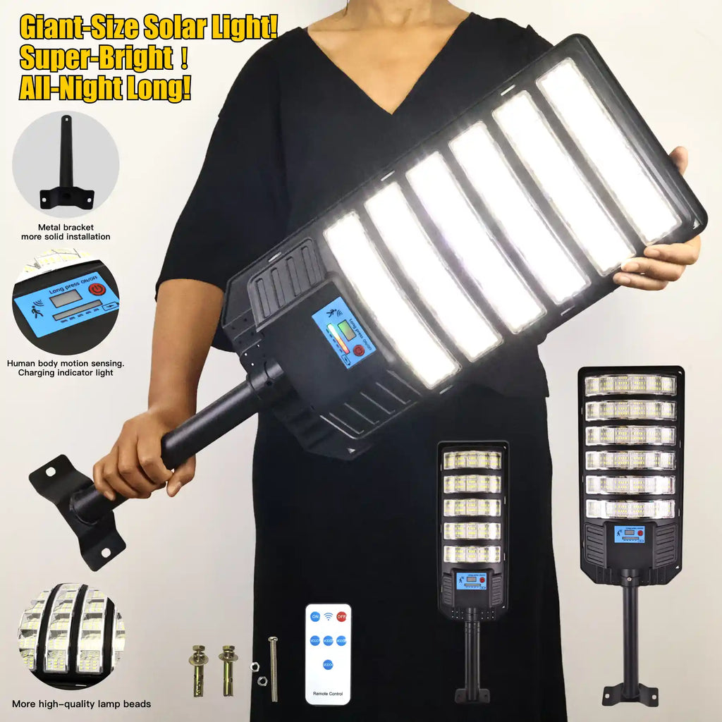 1 Pack 288 LED Solar Street Light, IP65 Waterproof, Motion Sensor, Dusk to Dawn, High Brightness Commercial & Yard Security Light for Outdoor Garden, Patio, Pathway