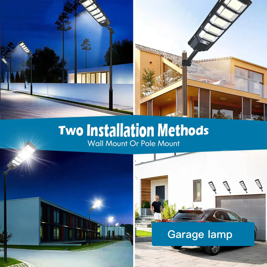 1 Pack 240LED Ultra Bright Solar Street Light, IP65 Waterproof, Motion Sensor (8m Range), 3 Modes, 280° Wide Angle, with Remote Control (Battery Not Included), Dusk to Dawn Outdoor Light for Street, Parking Lot, Warehouse