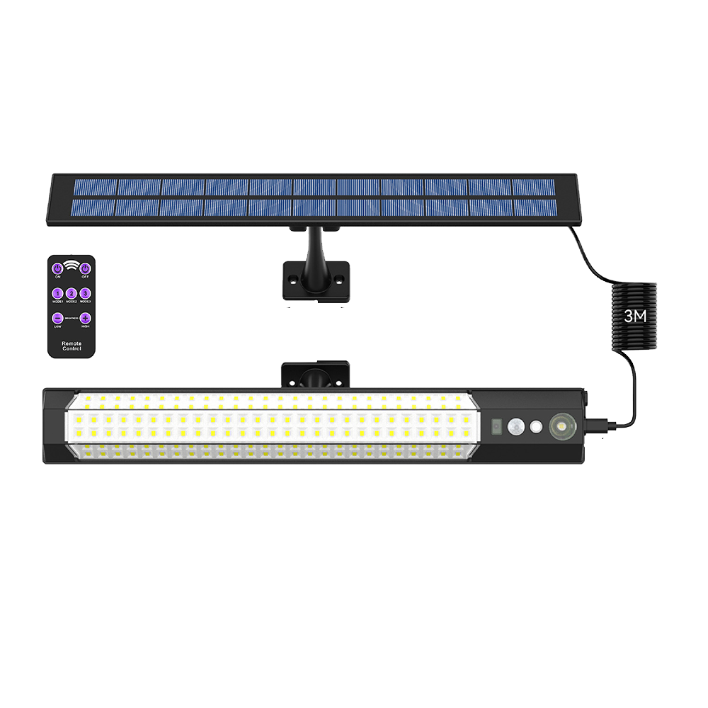 1pc-158LED Solar Street Light, 15-20m Motion Sensor, IP65 Waterproof Outdoor Light with Remote
