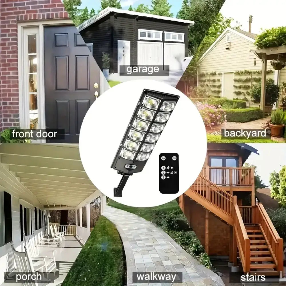 1 Pack 1024LED Ultra Bright Solar Street Light | 3 Modes, Remote Control (Battery Not Included), Motion & Light Sensor, IP65 Waterproof, Long Standby Outdoor Security Light for Yard, Garage, Holiday Decoration