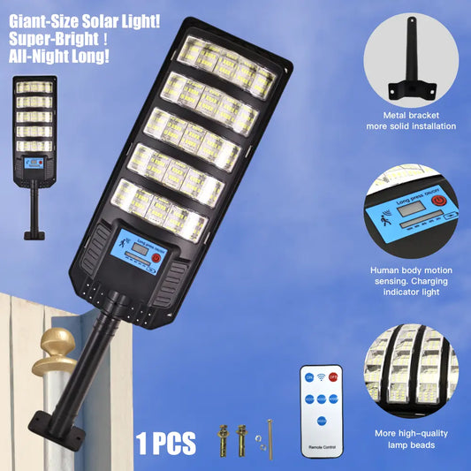 1 Pack 96 LED Solar Street Light, IP65 Waterproof, Motion Sensor, Dusk to Dawn, High Brightness Commercial & Yard Security Light for Outdoor Garden, Patio, Pathway（副本）