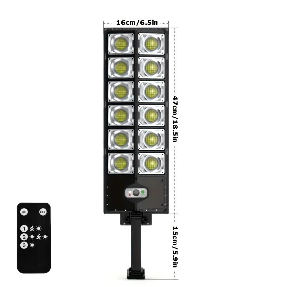 1 Pack 1024LED Ultra Bright Solar Street Light | 3 Modes, Remote Control (Battery Not Included), Motion & Light Sensor, IP65 Waterproof, Long Standby Outdoor Security Light for Yard, Garage, Holiday Decoration