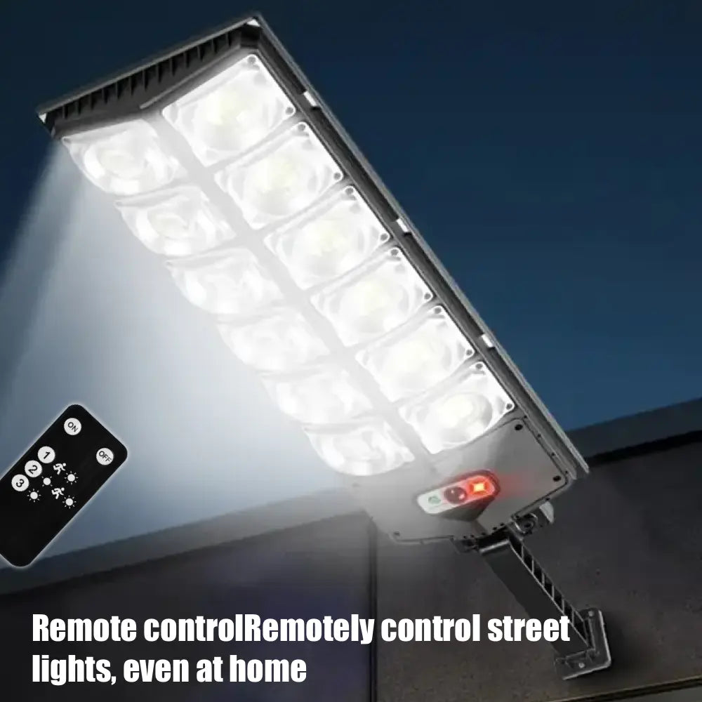 1 Pack 1024LED Ultra Bright Solar Street Light | 3 Modes, Remote Control (Battery Not Included), Motion & Light Sensor, IP65 Waterproof, Long Standby Outdoor Security Light for Yard, Garage, Holiday Decoration