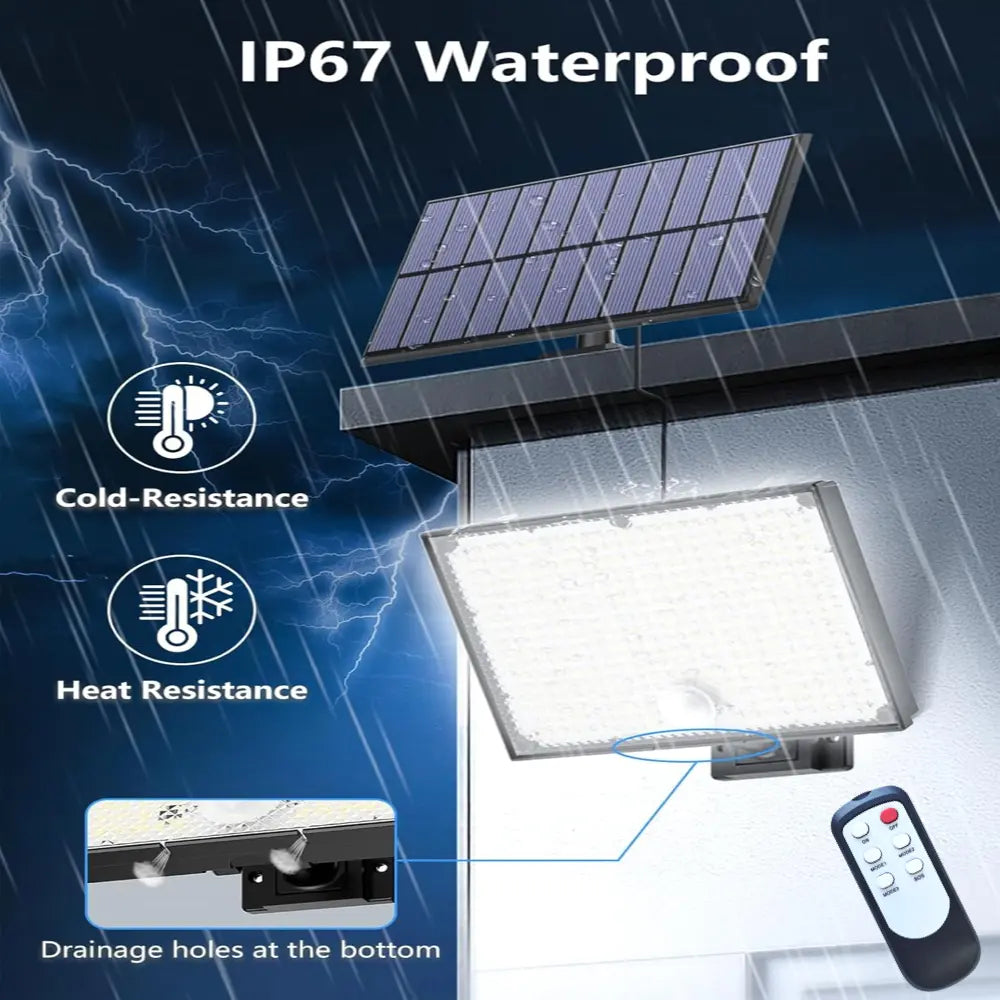 1pc-400LED Solar Wall Light with 5m Cable, Motion Sensor, 3 Modes, IP65 Waterproof Outdoor Light