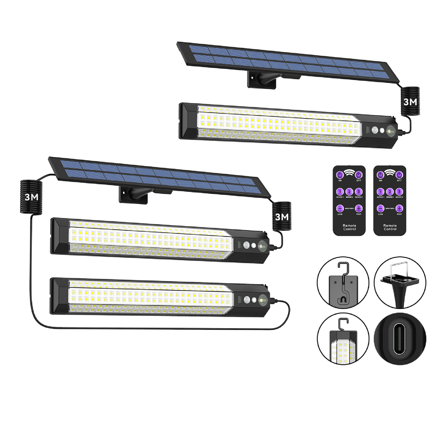 316+2 LED Solar Motion Sensor Light, 7 Modes, IP65 Waterproof Outdoor Light with Remote