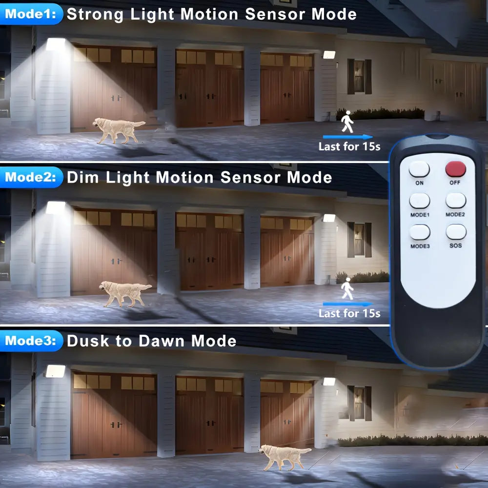 1pc-172LED Solar Wall Light with 5m Cable, Motion Sensor, 3 Modes, IP65 Waterproof Outdoor Light