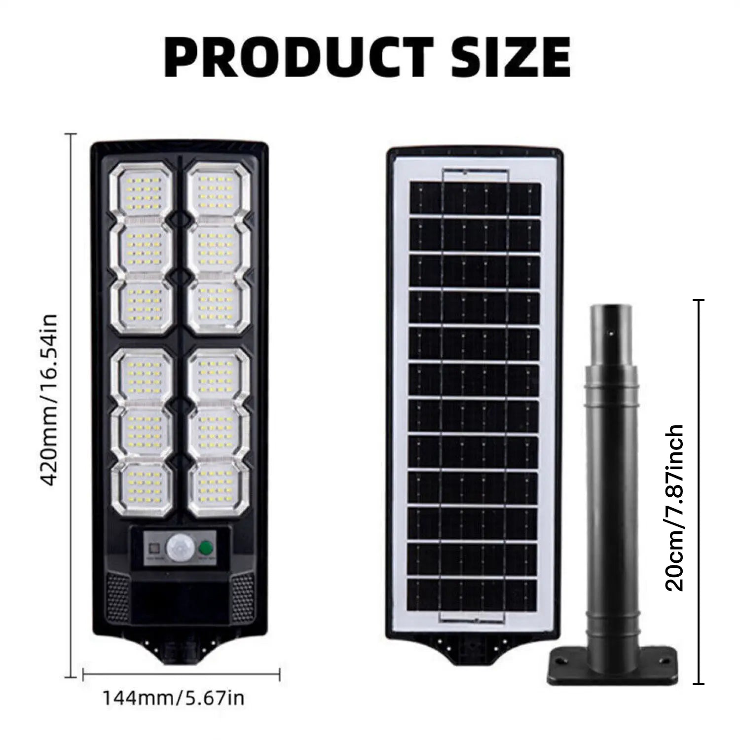 1 Pack 196LED Solar Street Light, IP65 Waterproof, Motion & Light Sensor, with Remote Control, Solar-Powered Outdoor Security Light for Yard, Patio, Garden