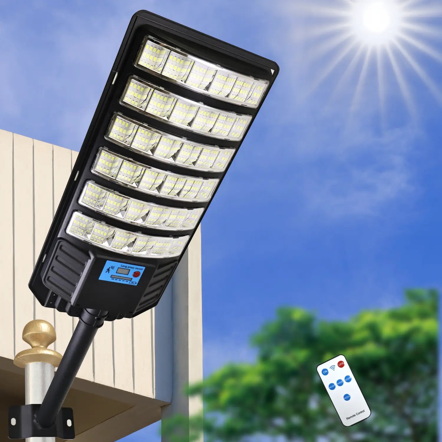 1 Pack 288 LED Solar Street Light, IP65 Waterproof, Motion Sensor, Dusk to Dawn, High Brightness Commercial & Yard Security Light for Outdoor Garden, Patio, Pathway