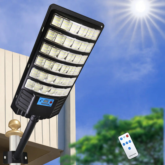 1 Pack 196 LED Solar Street Light, IP65 Waterproof, Motion Sensor, Dusk to Dawn, High Brightness Commercial & Yard Security Light for Outdoor Garden, Patio, Pathway