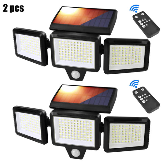 2 Pack - Solar Motion Sensor Light, 10m Detection Range, 270° Wide Angle, 3 Lighting Modes, IP65 Waterproof, Works at -20℃, Zero Electricity Cost, with Remote Control, Ideal for Outdoor Garden, Yard, Patio, Street, etc.（副本）