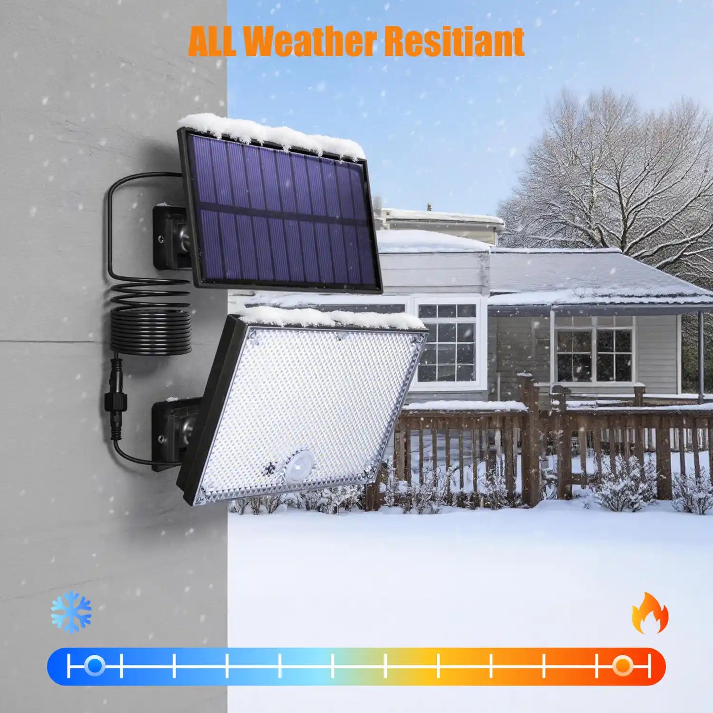 400LED Solar Wall Light with 5m Cable, Motion Sensor, 3 Modes, IP65 Waterproof Outdoor Light