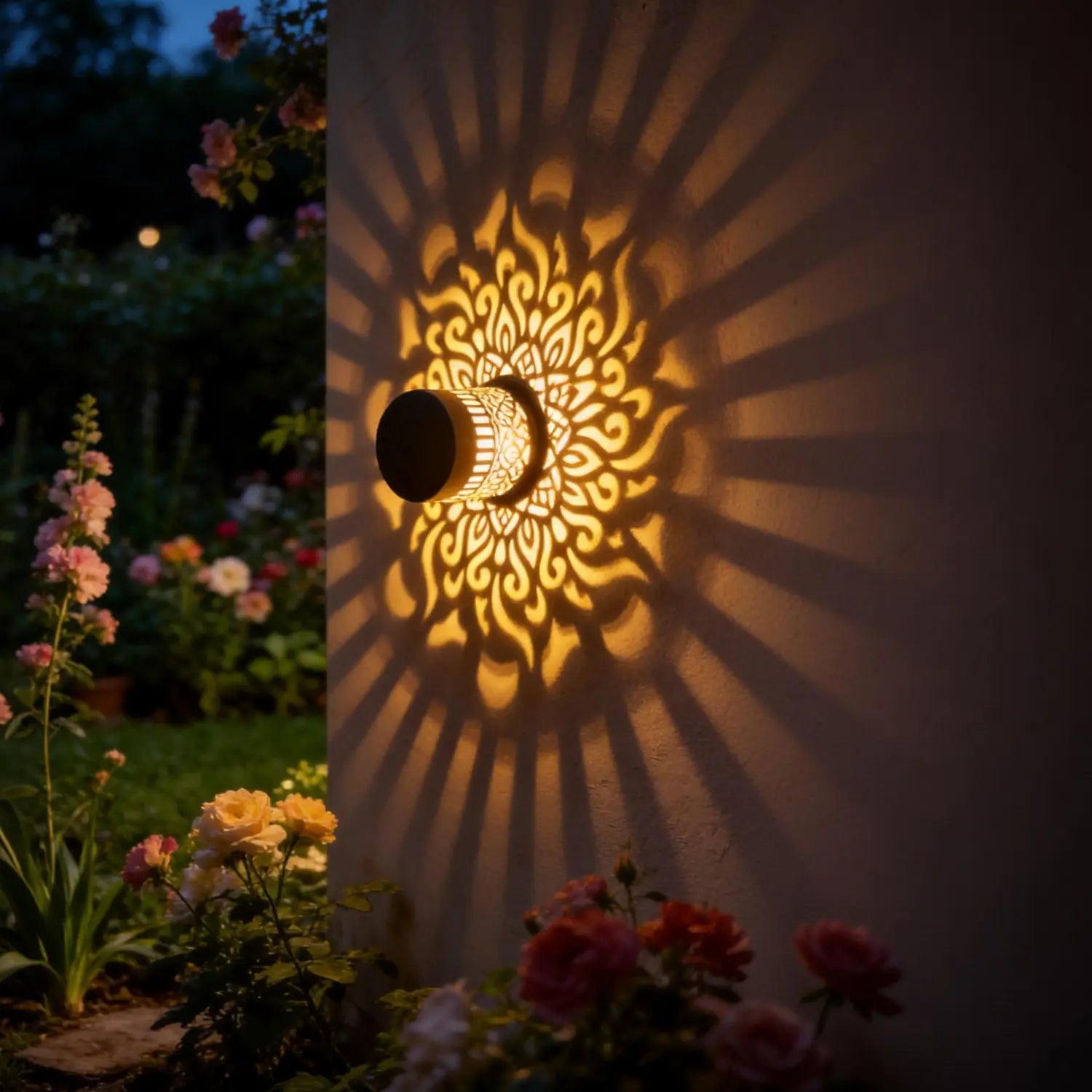 1 Pack Mandala Solar Wall Lights, IP65 Waterproof Outdoor Decorative Lights for Garden, Fence, Patio, Holiday Decoration
