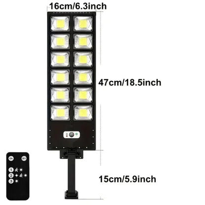 Solar Street Light 504LED Outdoor IP65 Solar Powered with Motion Sensor, Dusk to Dawn Auto Sensor, Dry Battery Remote Control (Battery Not Included), Adjustable Security Light for Yard, Patio, Garden