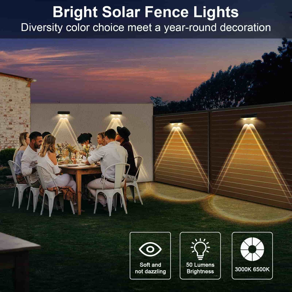 4 Pcs Dual-Head Solar Wall Lights with 9 Color Modes, IP65 Waterproof Outdoor Lights