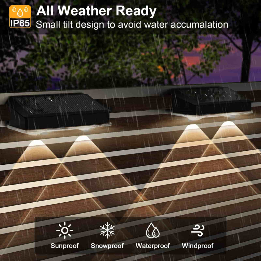 4 Pcs Dual-Head Solar Wall Lights with 9 Color Modes, IP65 Waterproof Outdoor Lights
