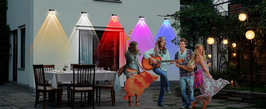 2 Pcs Dual-Head Solar Wall Lights with 9 Color Modes, IP65 Waterproof Outdoor Lights