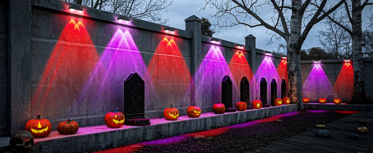 2 Pcs Dual-Head Solar Wall Lights with 9 Color Modes, IP65 Waterproof Outdoor Lights