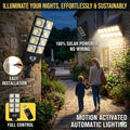 1 Pack 1024LED Ultra Bright Solar Street Light | 3 Modes, Remote Control (Battery Not Included), Motion & Light Sensor, IP65 Waterproof, Long Standby Outdoor Security Light for Yard, Garage, Holiday Decoration