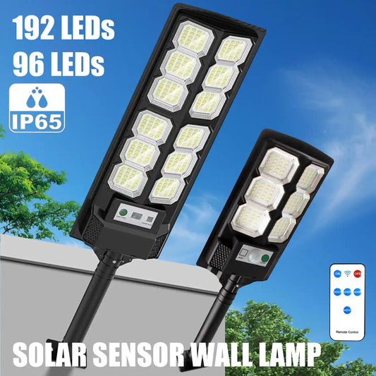 2 Pack 196/96 LED Solar Street Light, IP65 Waterproof, Motion & Light Sensor, with Remote Control, Solar-Powered Outdoor Security Light for Yard, Patio, Garden（副本）