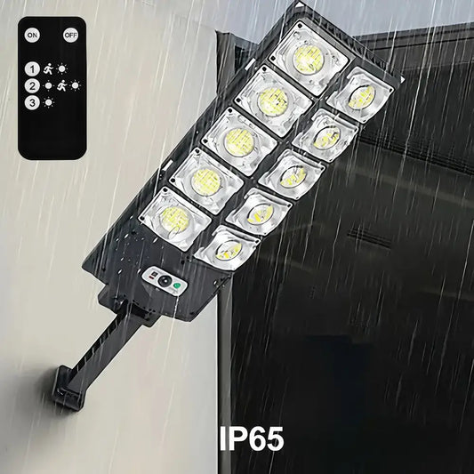 1 Pack 1024LED Ultra Bright Solar Street Light | 3 Modes, Remote Control (Battery Not Included), Motion & Light Sensor, IP65 Waterproof, Long Standby Outdoor Security Light for Yard, Garage, Holiday Decoration