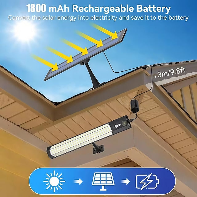 1pc-158LED Solar Street Light, 15-20m Motion Sensor, IP65 Waterproof Outdoor Light with Remote