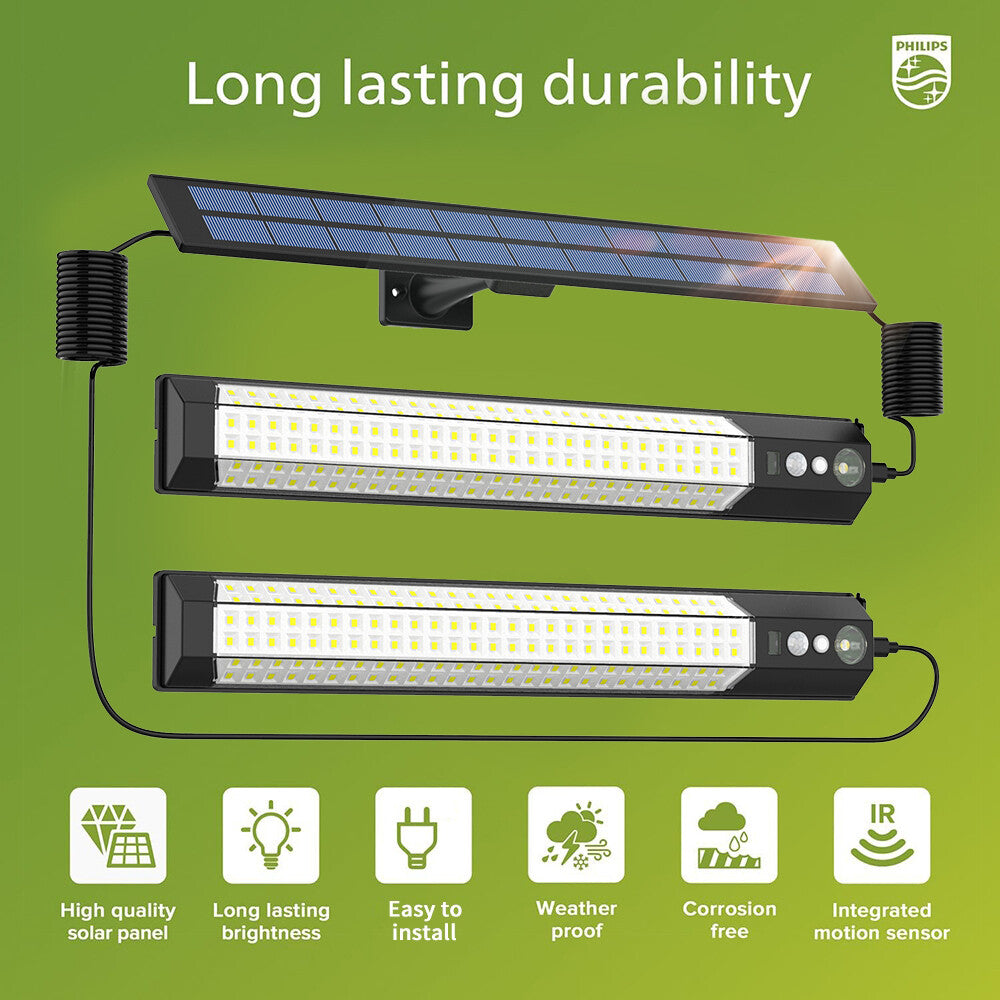 316+2 LED Solar Motion Sensor Light, 7 Modes, IP65 Waterproof Outdoor Light with Remote