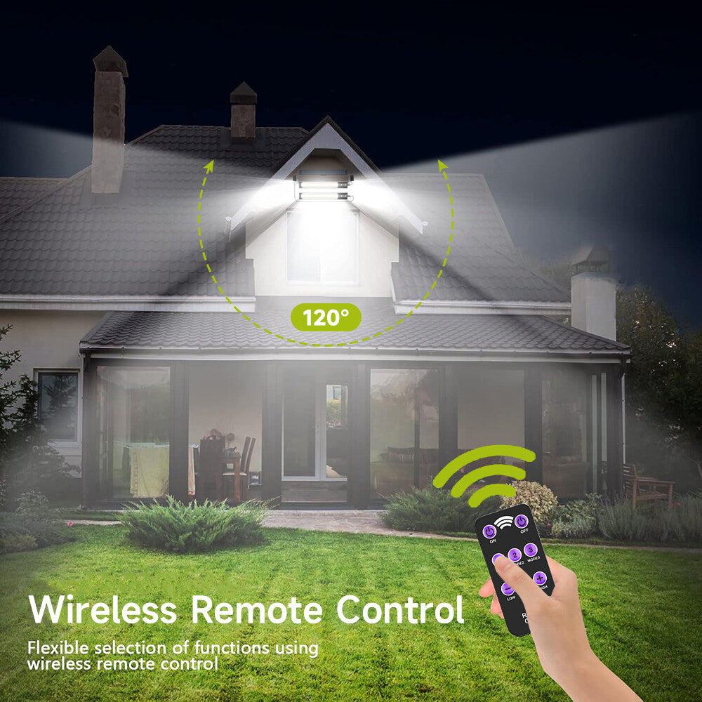 288LED Solar Street Light, 15-20m Motion Sensor, IP65 Waterproof Outdoor Light with Remote