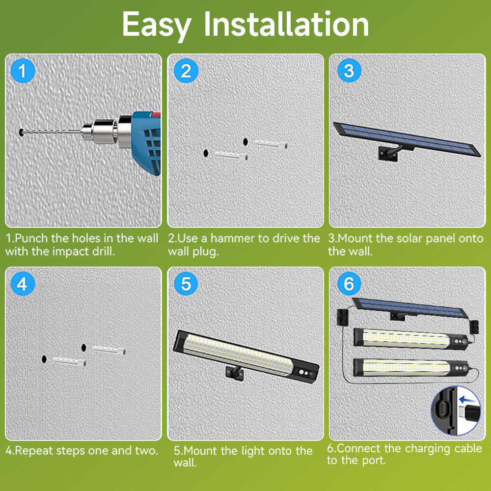 288LED Solar Street Light, 15-20m Motion Sensor, IP65 Waterproof Outdoor Light with Remote