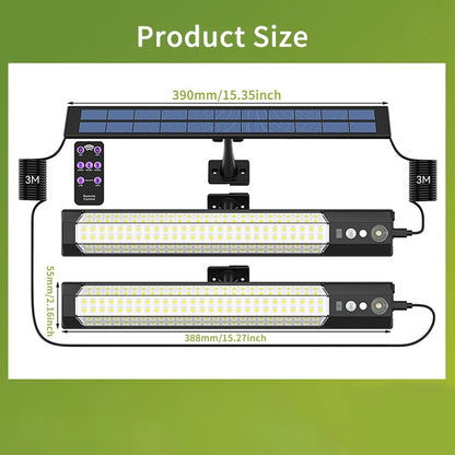 316+2 LED Solar Motion Sensor Light, 7 Modes, IP65 Waterproof Outdoor Light with Remote