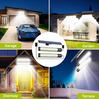 316+2 LED Solar Motion Sensor Light, 7 Modes, IP65 Waterproof Outdoor Light with Remote