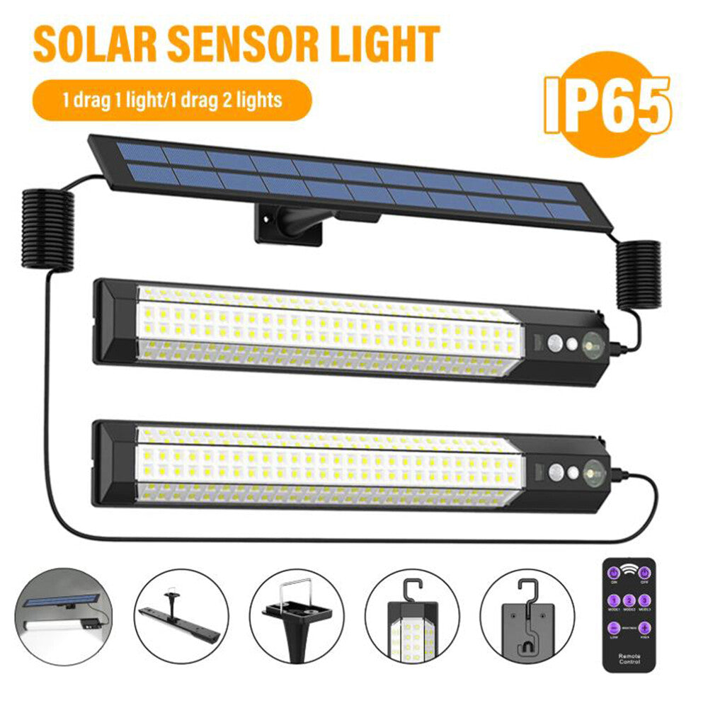 316+2 LED Solar Motion Sensor Light, 7 Modes, IP65 Waterproof Outdoor Light with Remote