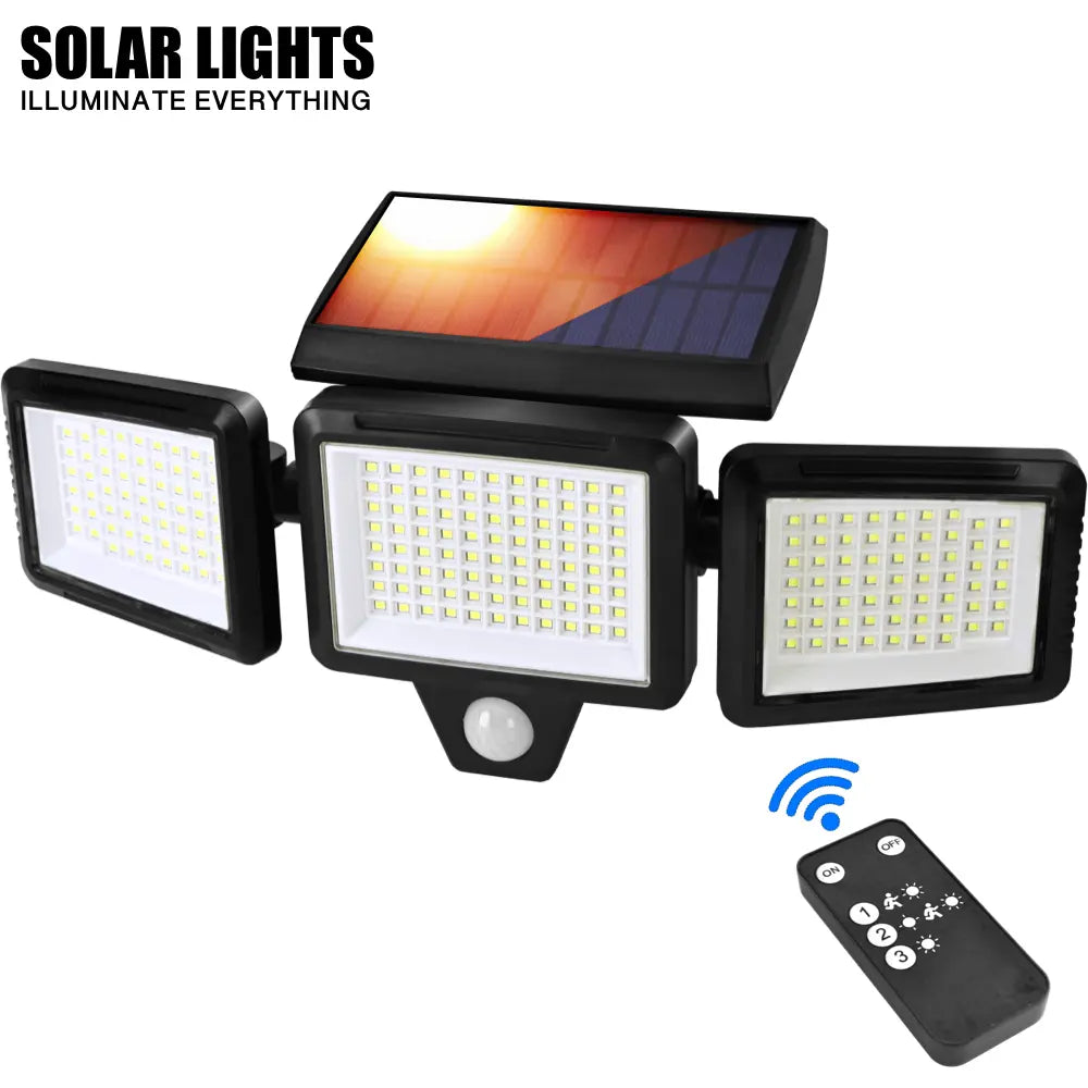 Solar Motion Sensor Light — 270° Wide Angle, 3 Modes, Remote Control